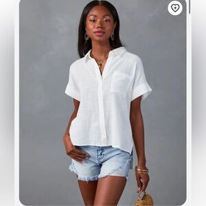 NWOT Vici Krissy white cotton button down shirt top size Small